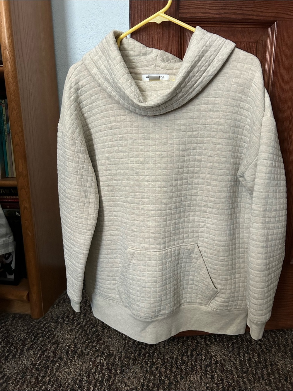 Liz Claiborne Quilted Cowl Neck Pullover - Beige